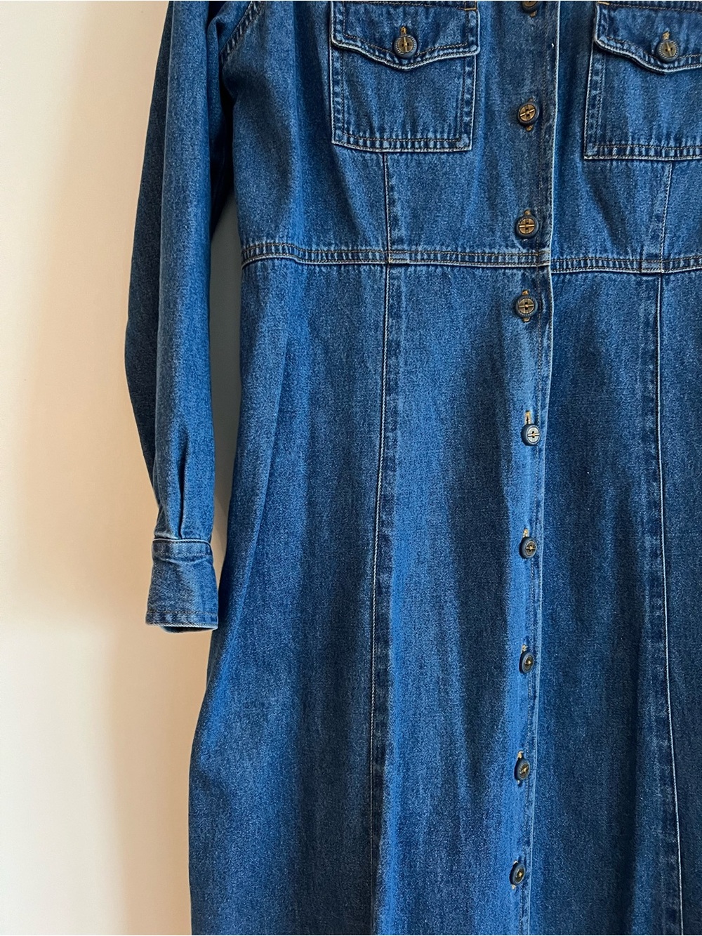 Maxi Denim Button-Front Shirt Dress - Blue Erika & Co Vintage - Picture 5 of 14